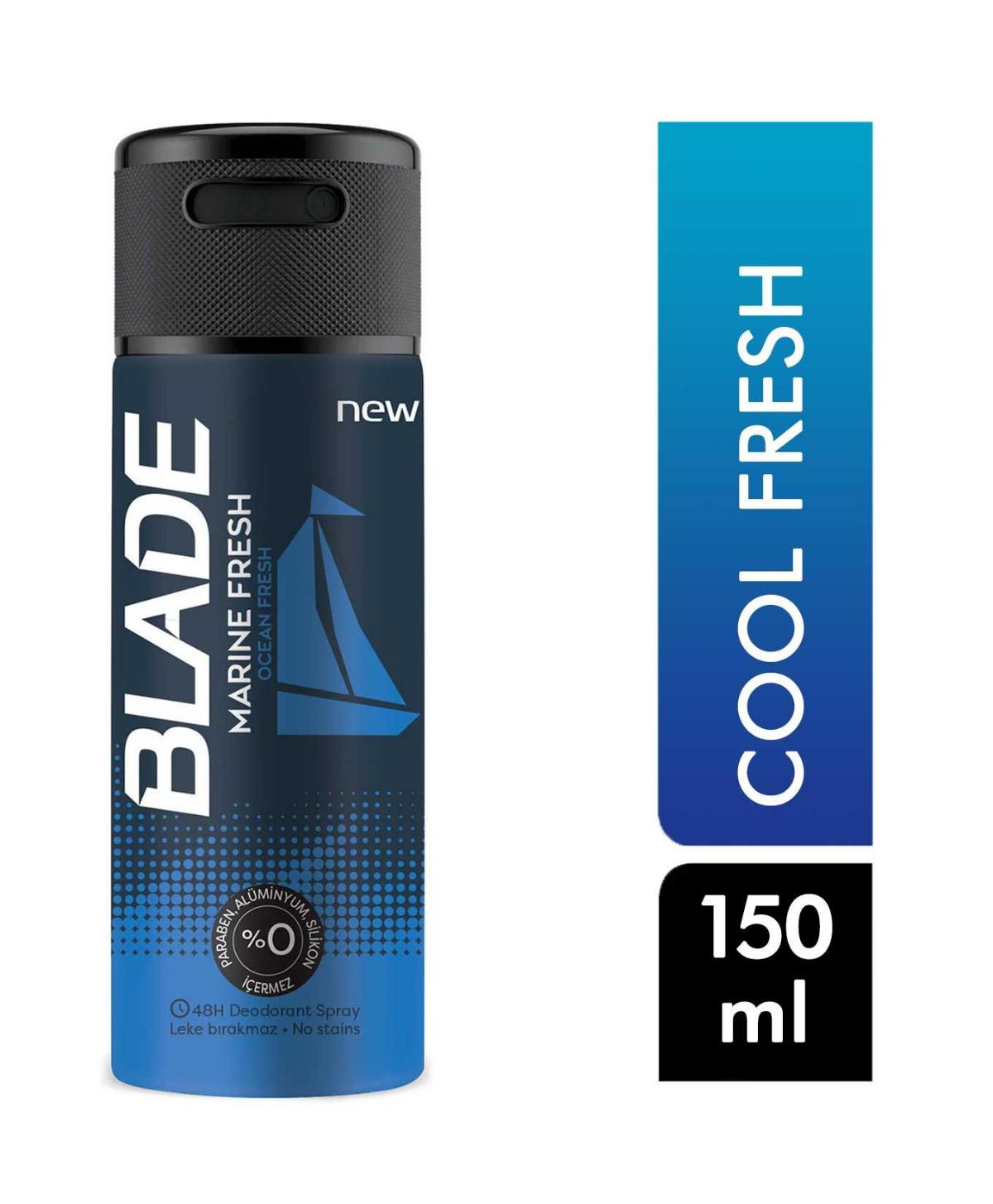 Blade Marine Fresh Pudrasız Leke Yapmayan Erkek Sprey Deodorant 150 ml