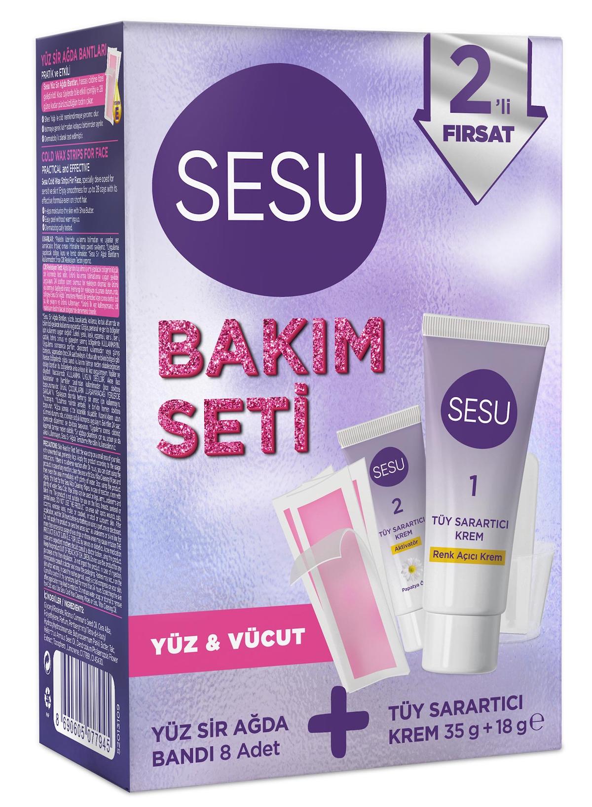 Sesu Tüy Sarartıcı Krem & Ağda Bandı Premium Bakım Seti