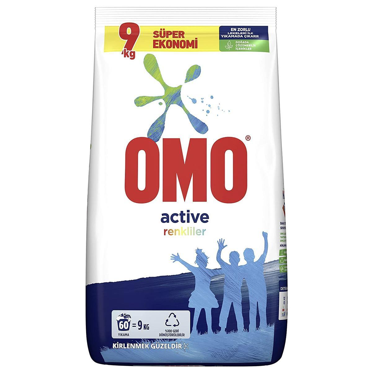 Omo Active Renkliler İçin Toz Çamaşır Deterjanı 9 kg 60 Yıkama