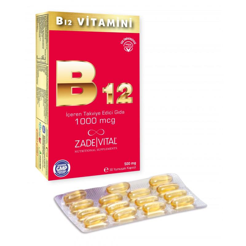 Zade Vital Vitamin B12 30 Yumuşak Kapsül