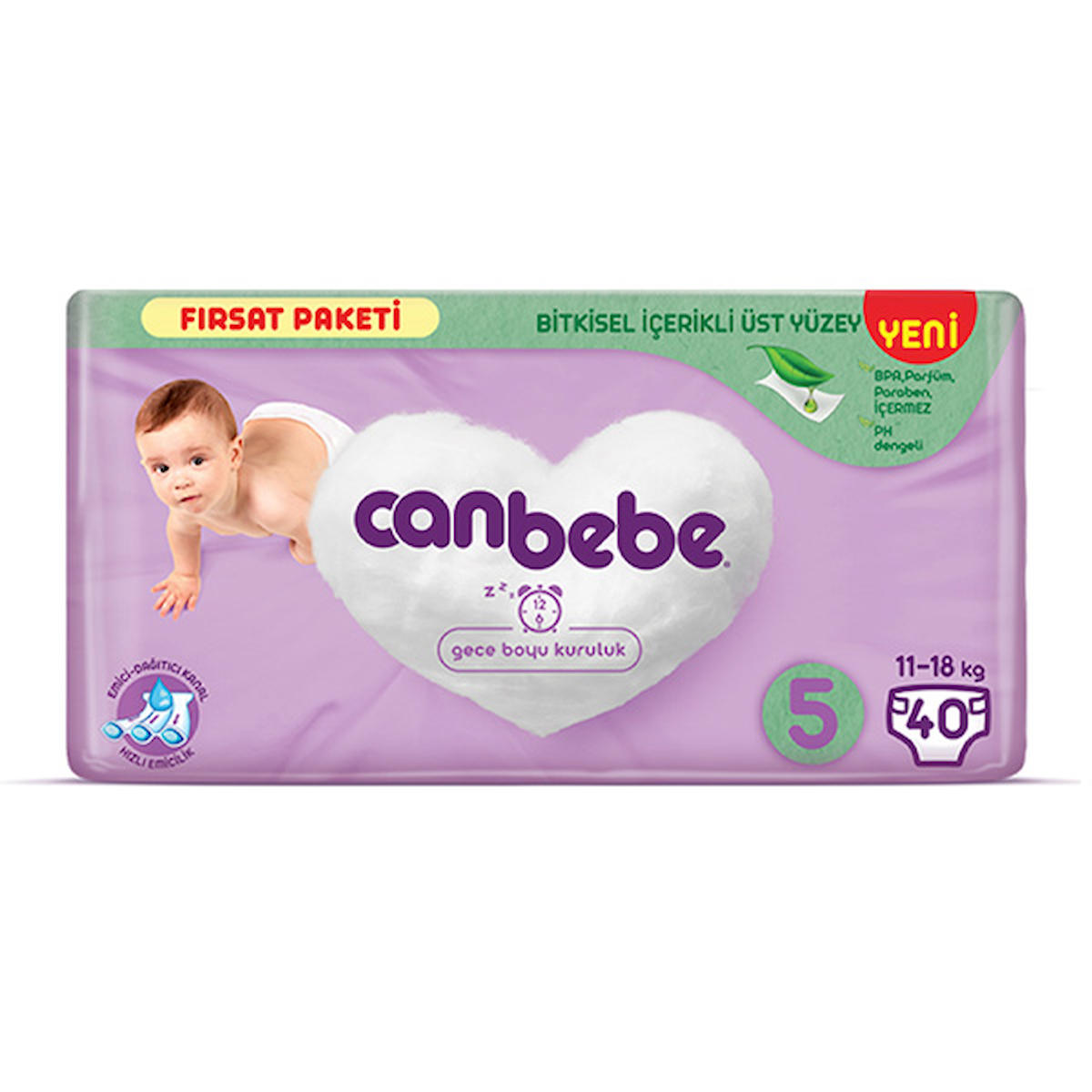 Canbebe Bebek Bezi Fırsat Paketi 5 Beden Junior (11-18 Kg) 40 Adet