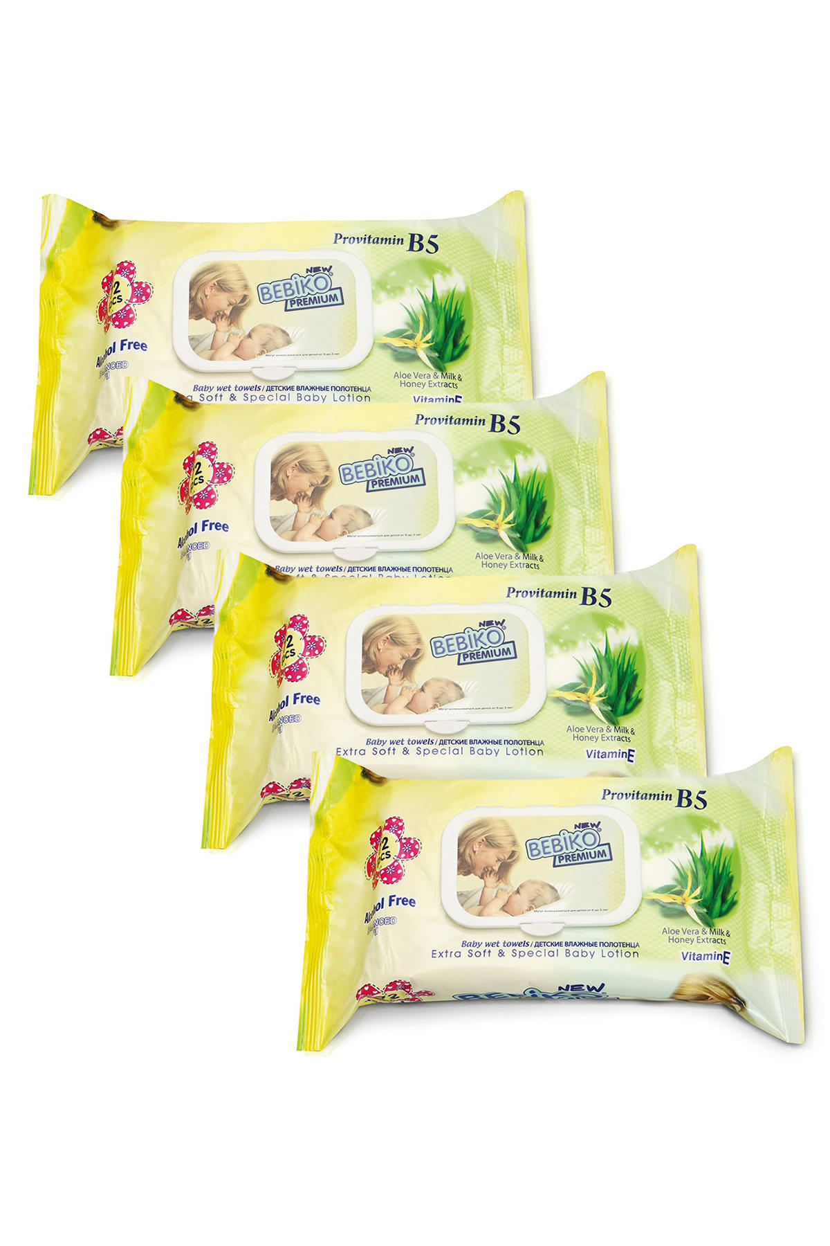 Bebiko Premium Wipe Losyonlu & Kapaklı Islak Mendil 72 Adet x 4 Paket