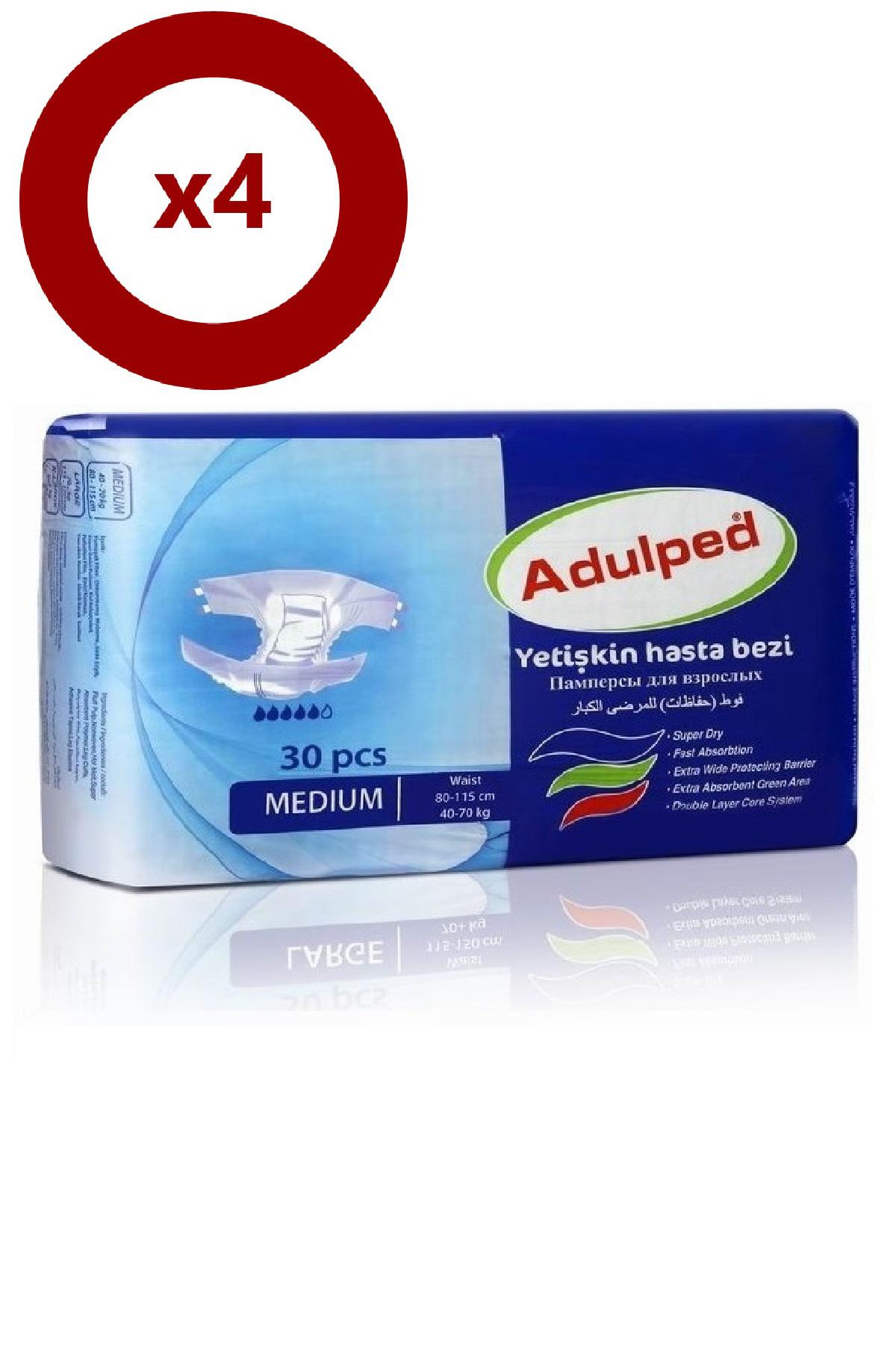 Adulped Belbantlı Hasta Bezi Medium 120 Adet (30 x 4 Paket)