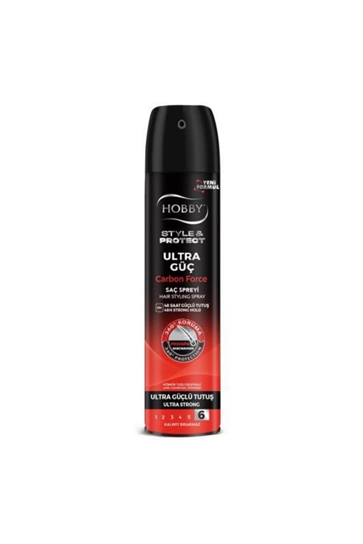 Hobby Style & Protect Carbon Force Ultra Güçlü Tutuş 6 Saç Spreyi 250ml