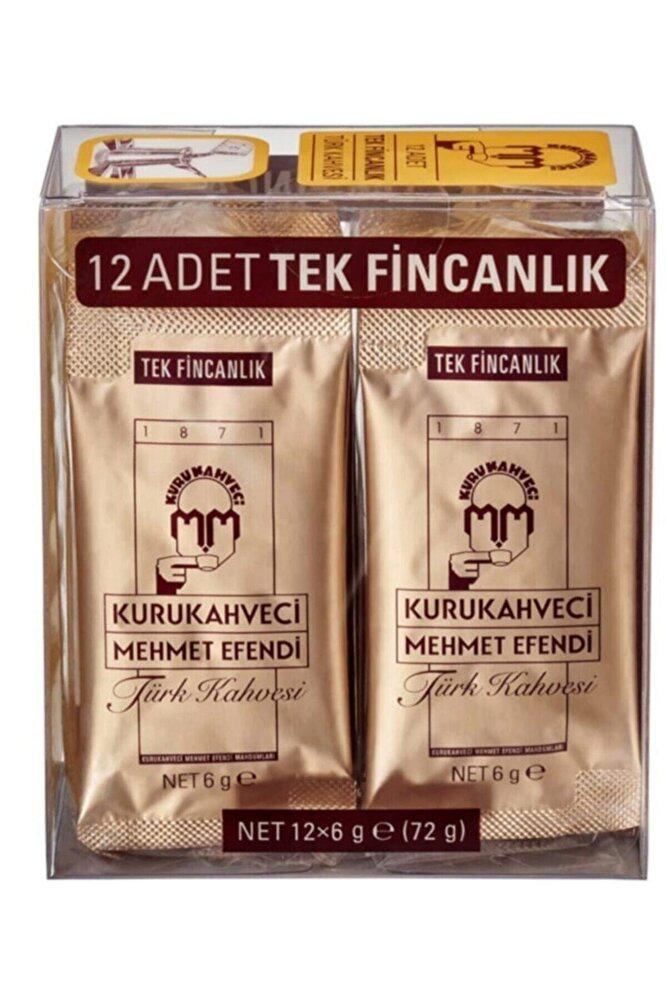 Kurukahveci Mehmet Efendi Sade Öğütülmüş Tek Kullanımlık Türk Kahvesi 12x6 gr 