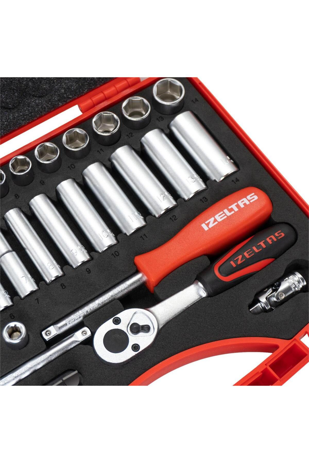 İzeltaş 1/4 Altı Köşe Lokma Anahtar ve Bits Set 48 Parça