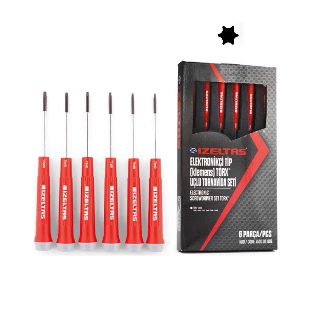 İzeltaş Elektronikçi Tip (Klemens) Torx Uçlu Tornavida Set (6 Parça) - 4530001006