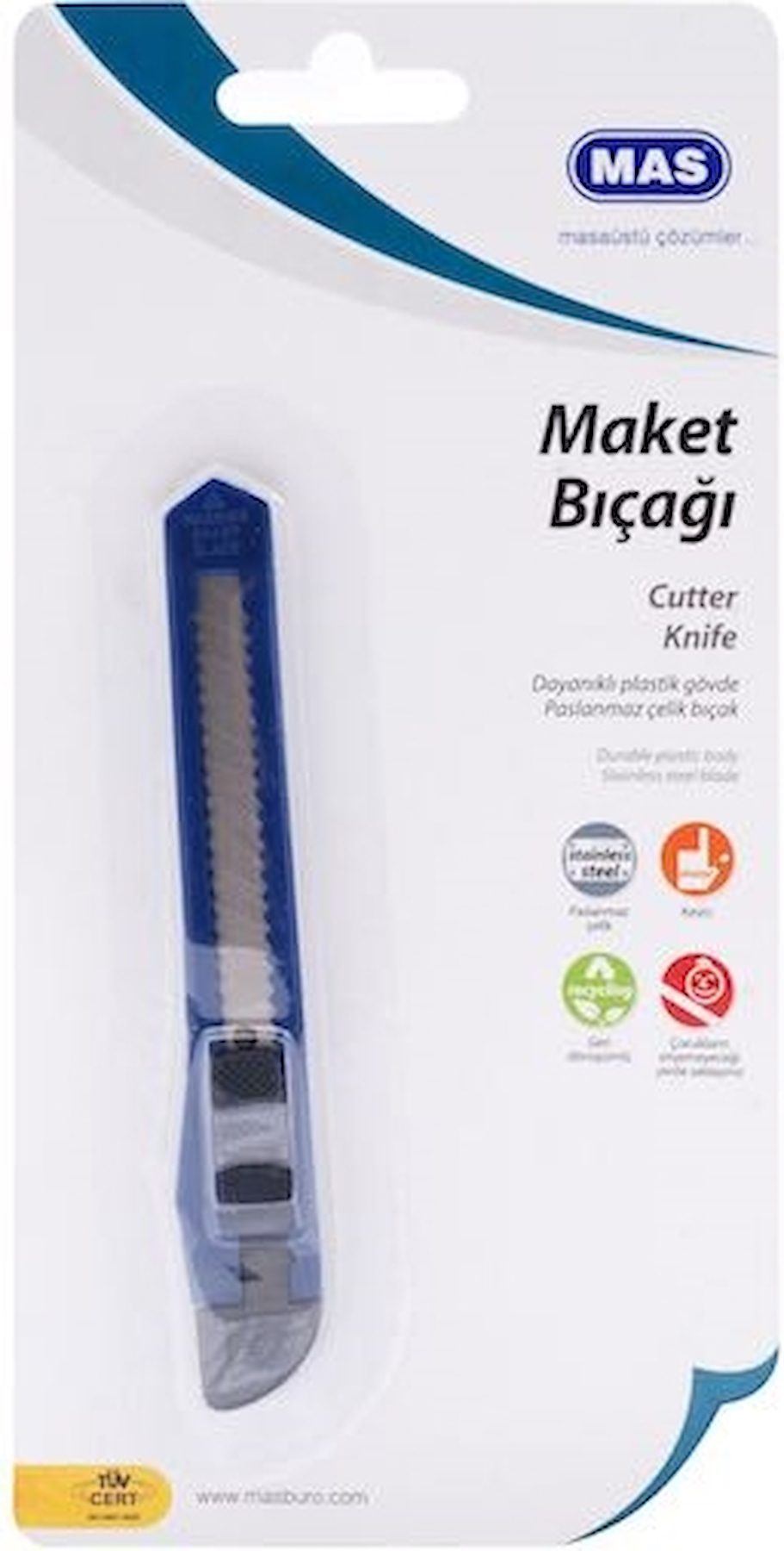 MAS Maket Bıçağı Dar 571, hassas kesim işlemleri için ideal olan bir maket bıçağıdır.