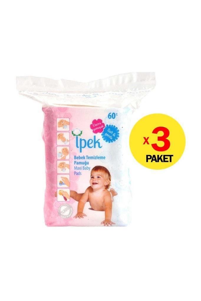 İpek Maxi 60'lı 3 Paket Bebek Temizleme Pamuğu