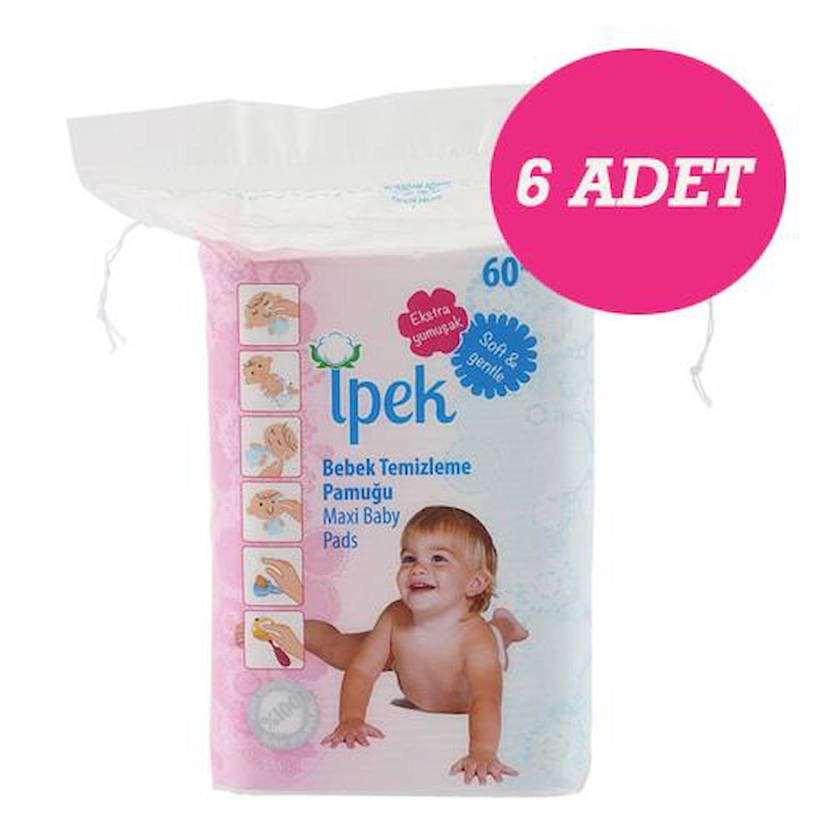 İpek Bebek Temizleme Pamuğu 60 lı 6 Adet 