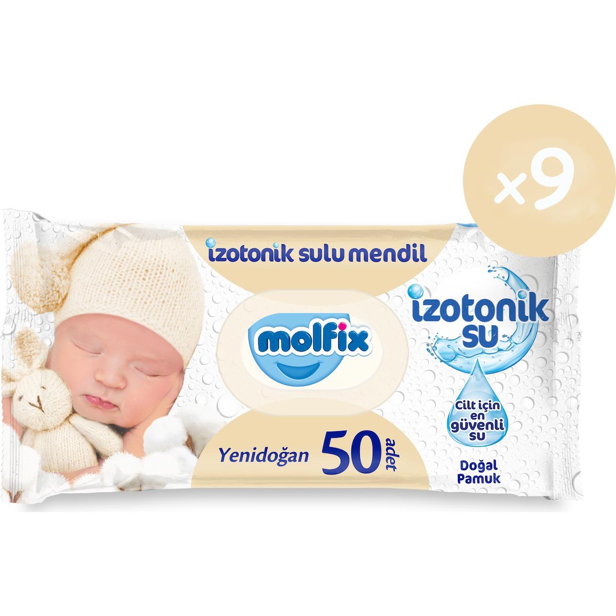 Molfix İzotonik Sulu Yenidoğan Islak Havlu  9*50 450 Yaprak