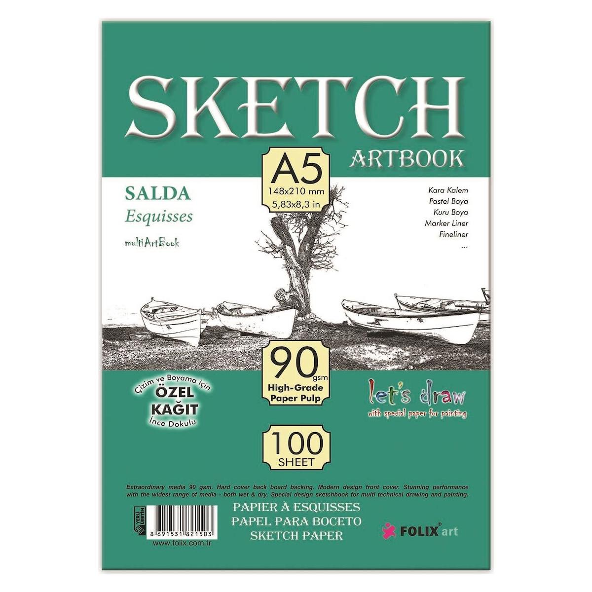 Salda Bloknot Sketch Tutkallı A5 90 Gr 100 SY 821503