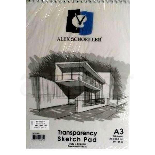 Transparency Spiralli Sketch Pad Aydınger-Eskiz Blok 50-55g 30 Yaprak A3