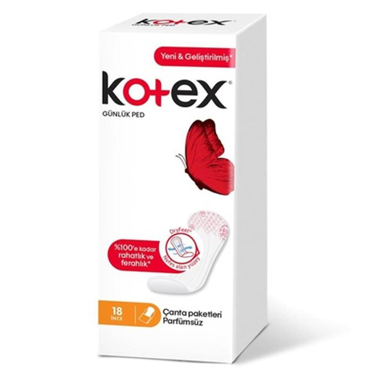 Kotex İnce Günlük Ped Parfümsüz 18'li