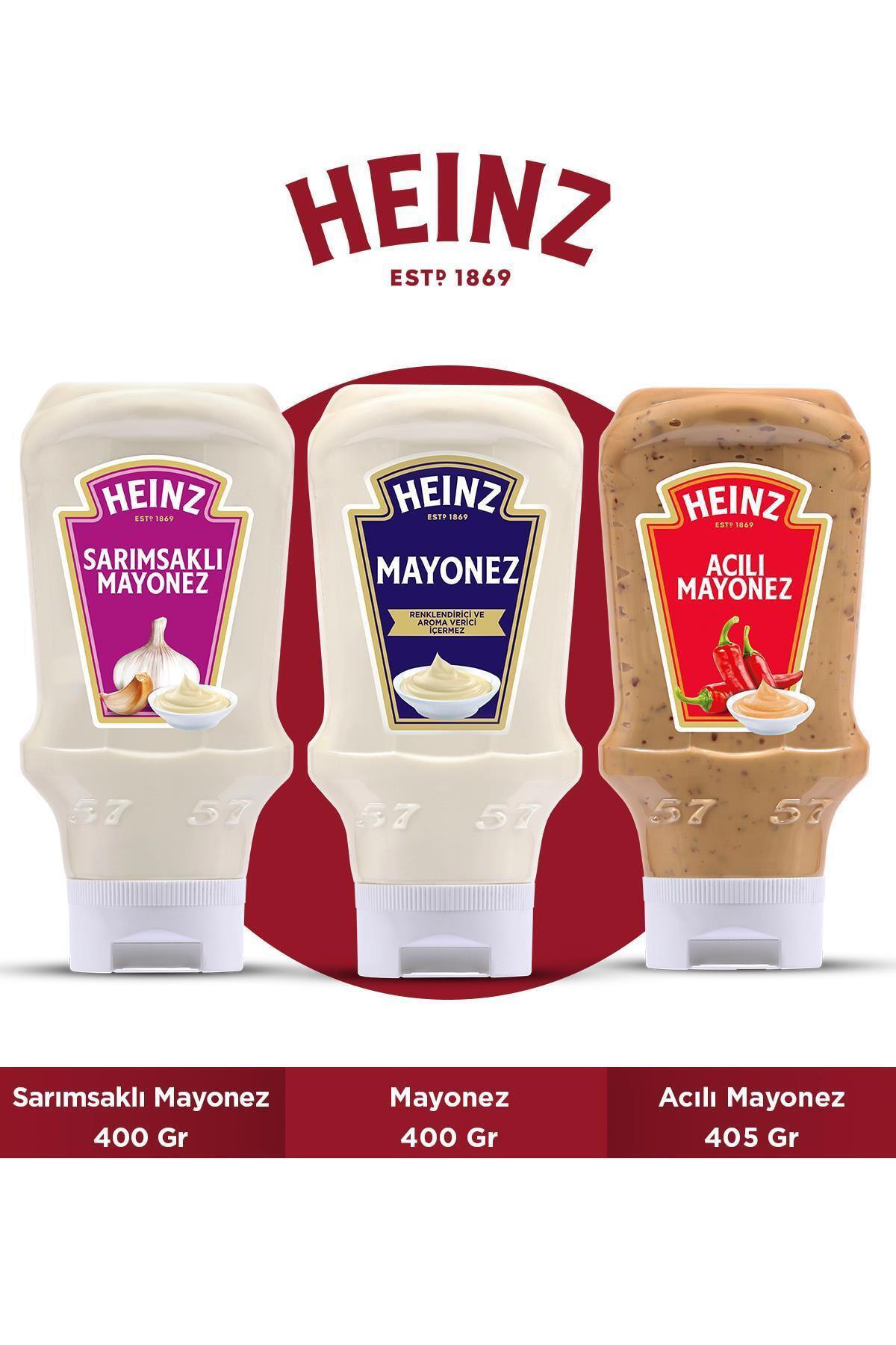 Heinz Mayonez 3'lü Set (Sarımsaklı Mayonez 400 Gr + Mayonez 400 Gr + Acılı Mayonez 405 Gr)