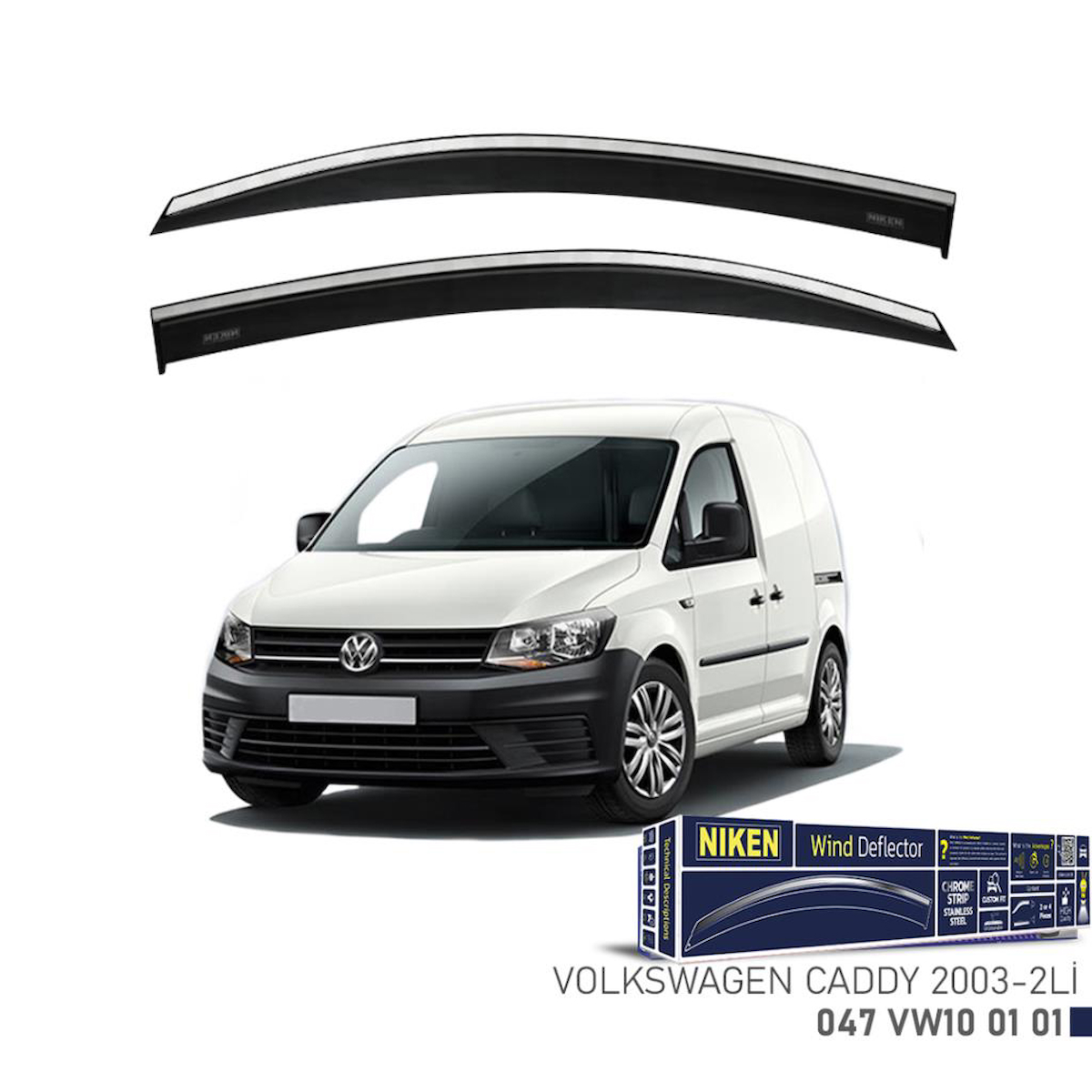 Volkswagen Caddy Niken Kromlu Cam Rüzgarlığı 2li 2003-2019