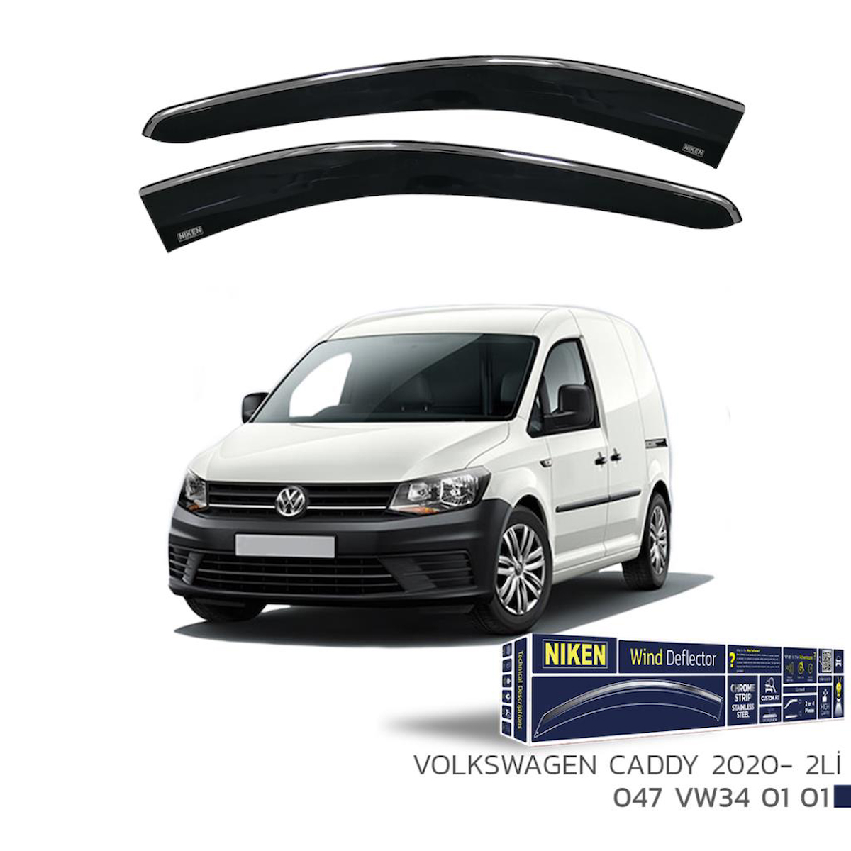 Volkswagen Caddy Niken Kromlu Cam Rüzgarlığı 2li 2020 ve Üstü