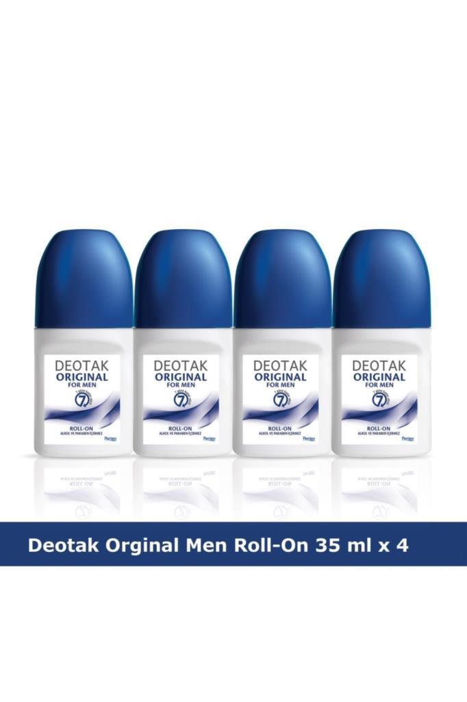 Deotak Original Antiperspirant Ter Önleyici Leke Yapmayan Erkek Roll-On Deodorant 35 ml x 4