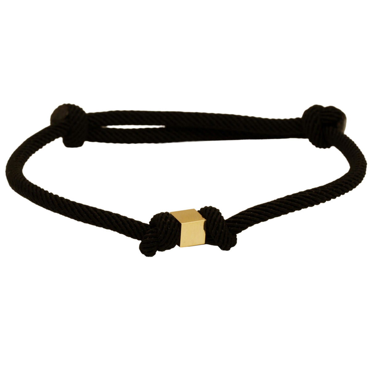 14 Ayar Küp Altınlı Siyah İp Bileklik