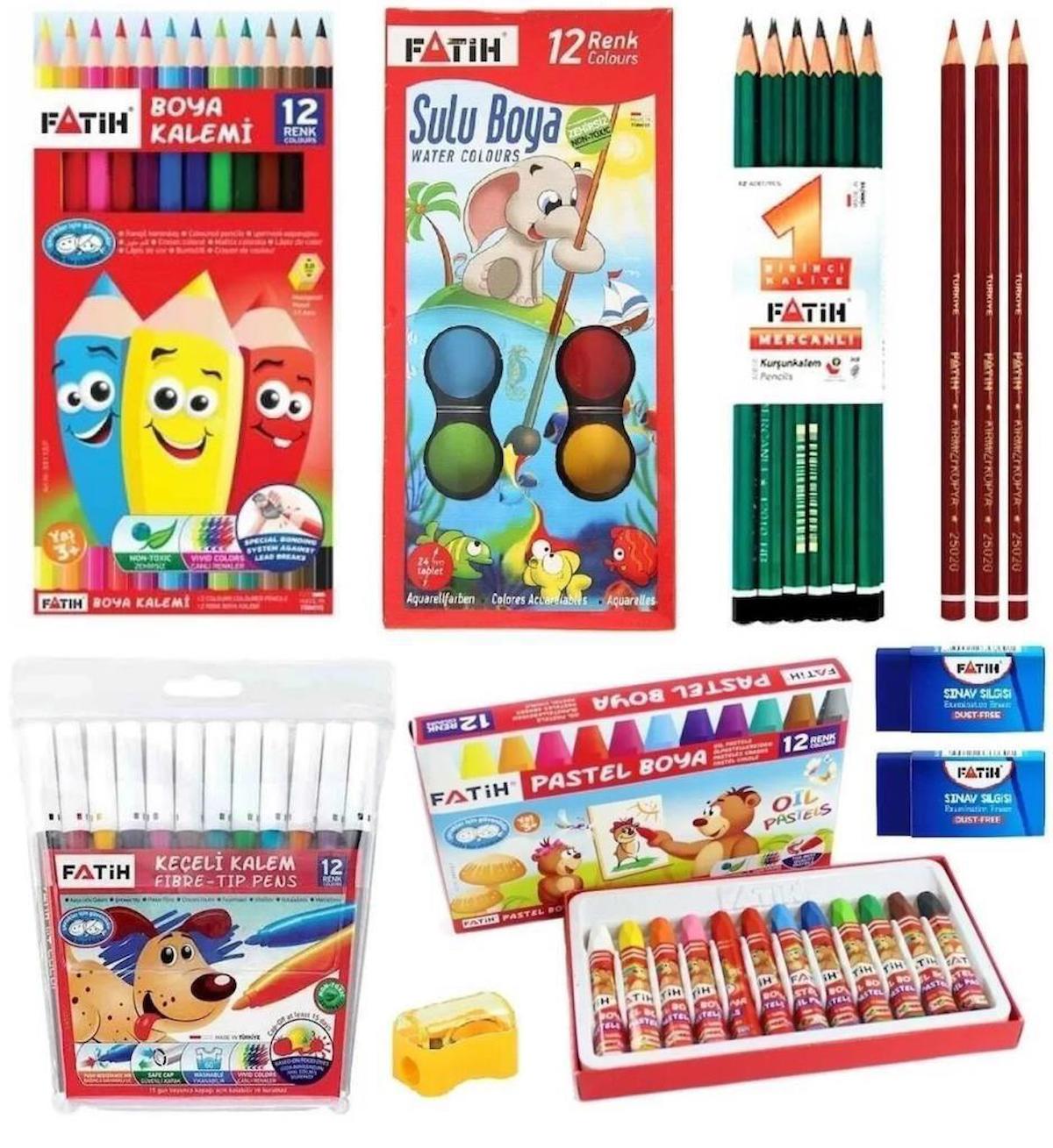 Fatih Okul Kırtasiye Seti Pastel+Sulu+Kuru+Keçeli Kalem FATİHSET5