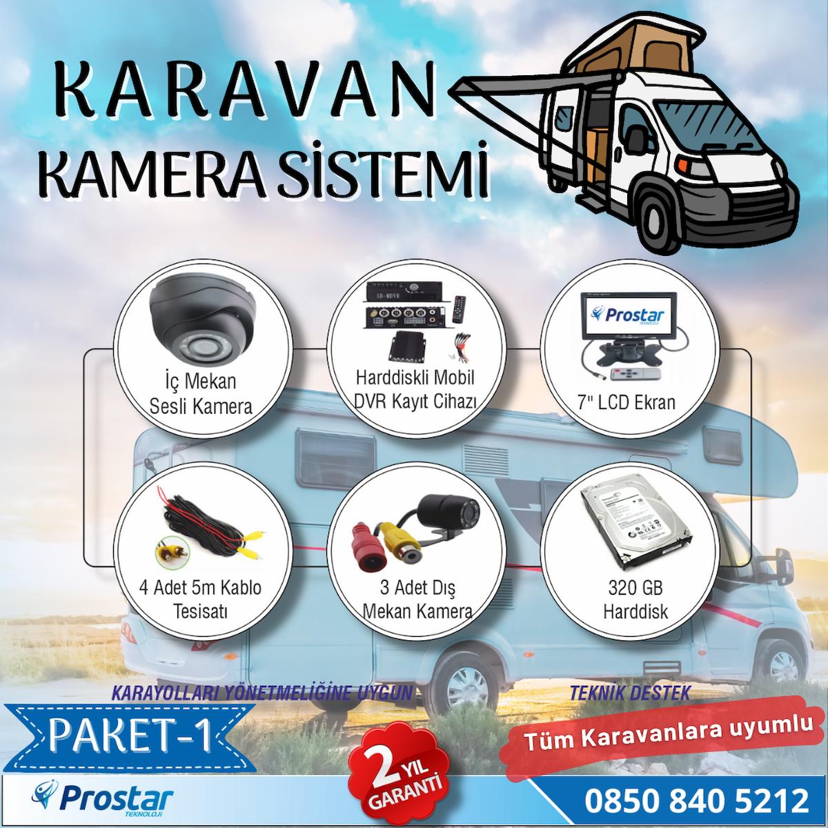 Karavan Kamera Seti Kayıtlı Harddiskli 320 Gb Dahil 4 Kameralı Ekranlı Tak Kullan Set