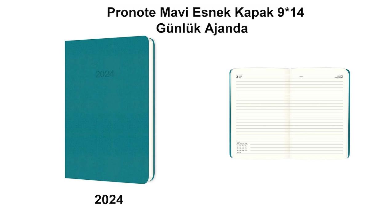 Keskin Color 2024 Pronote Mavi Esnek Kapak 9*14 Günlük Ajanda