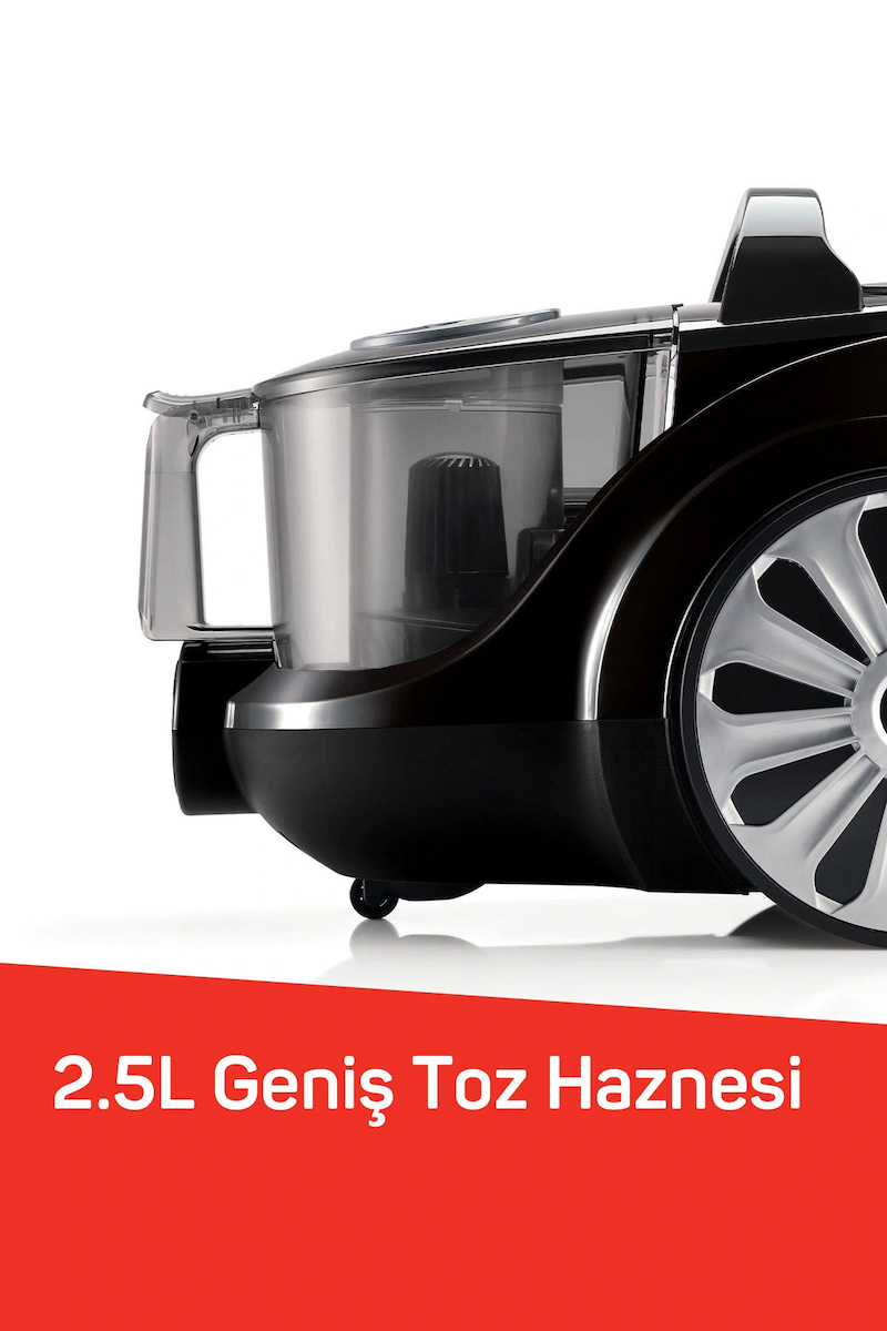 FL493 Felix Pegno Cyclone Filtreli 2,5 lt Toz Torbasız Elektrikli Süpürge,899W,HEPA Filtre,Gri