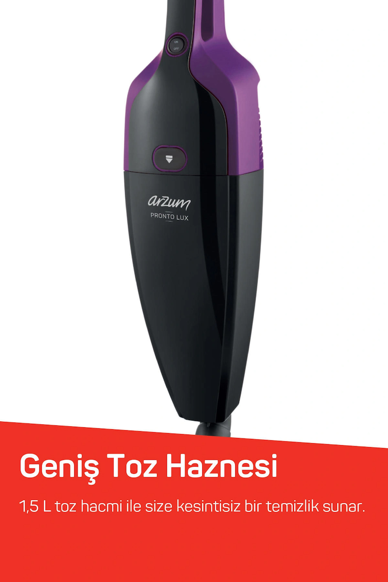 AR4075 Pronto Lux 2‘si 1 Arada Dikey Elektrikli Süpürge 800W, 1,5 L Toz Haznesi, Mürdüm