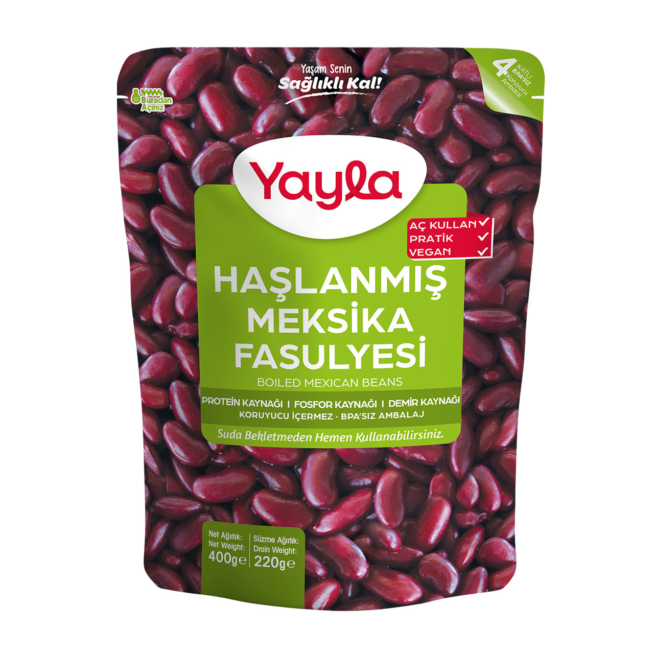 Yayla Haşlanmış Meksika Fasulyesi 400 Gr