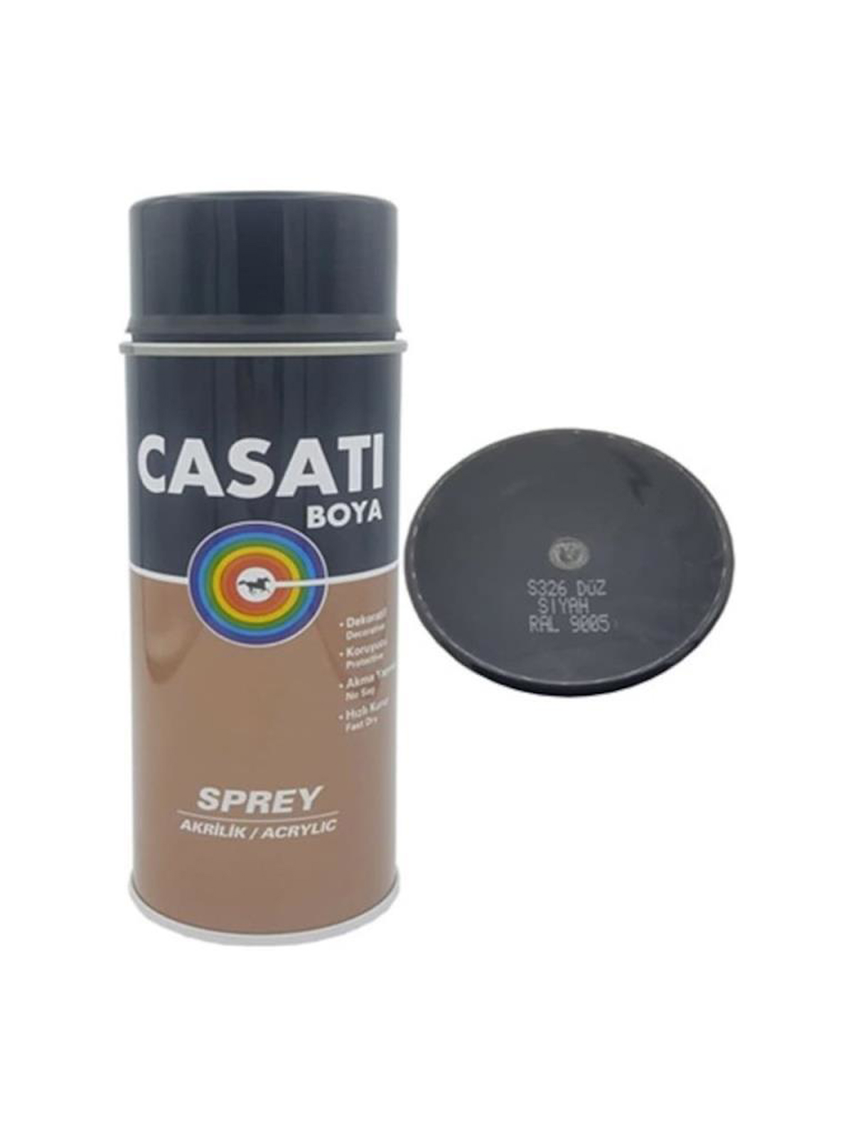 Casati Akrilik Sprey Boya 400 ML S326 Düz Siyah Ral 9005