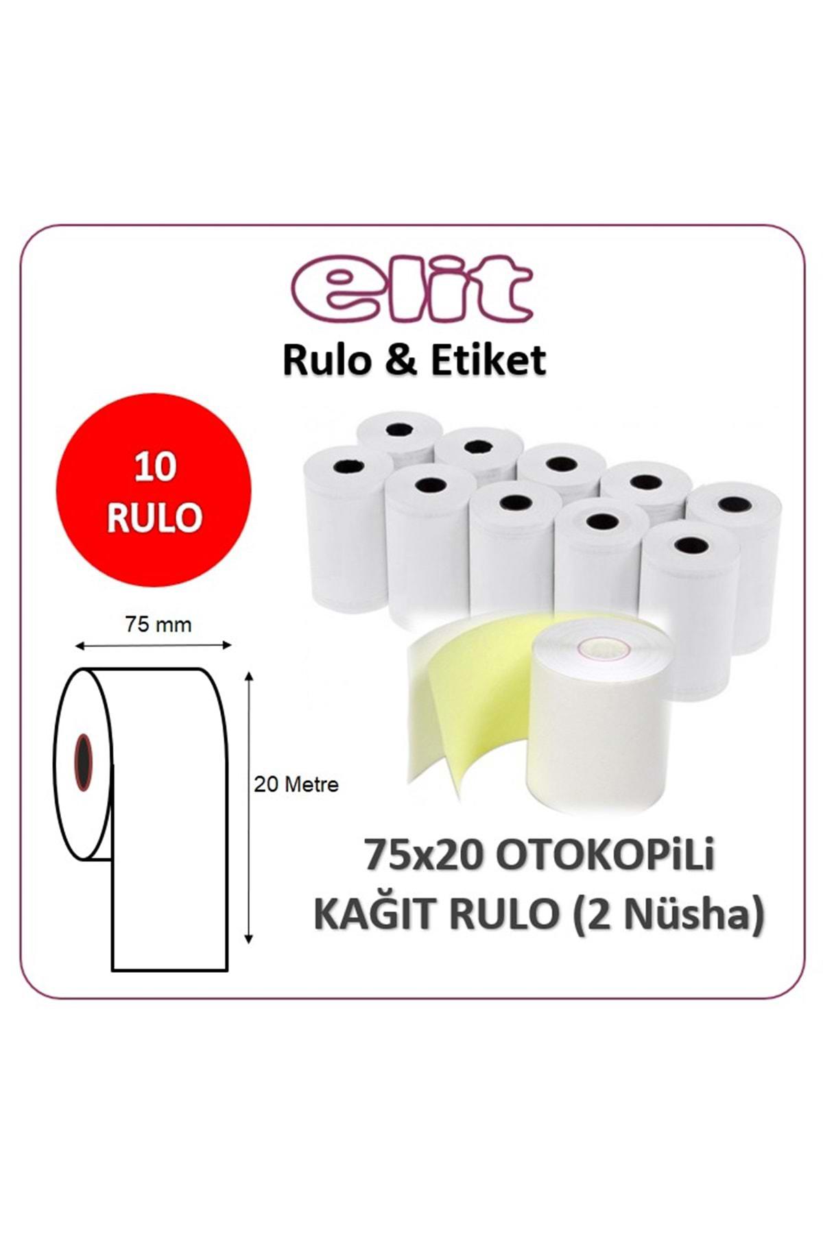 Elitrulo Çift Nüsha Pos Rulo 75mm x 20mt - 10 Adet