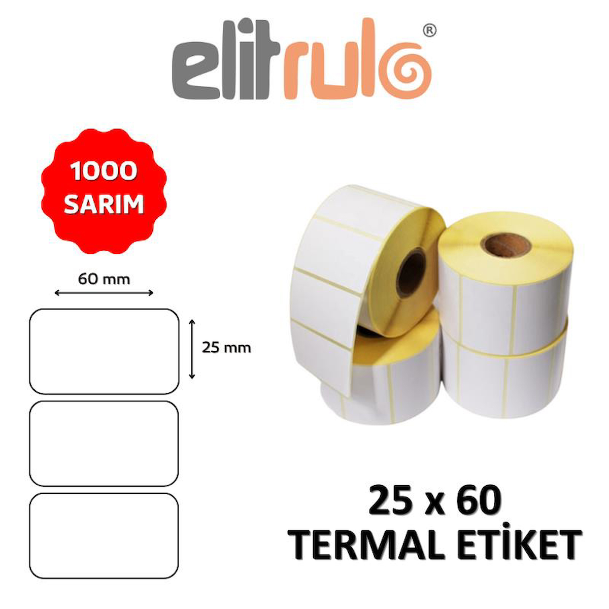 Elitrulo Barkod Etiketi 25x60 Termal - 1000 Adet