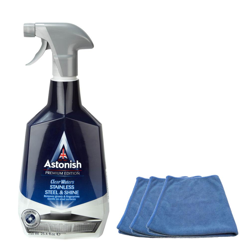 Astonish Metal Sprey Yüzey Temizleyici 750 ml & 3 Adet Mikrofiber Bez 