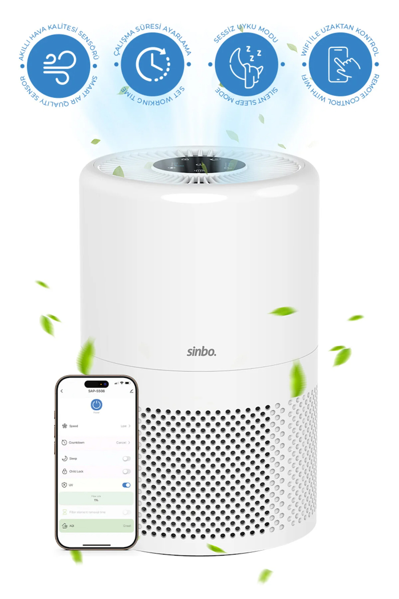 SAP-5508 Akıllı H13 Hepa Filtreli Wifi Özellikli Hava Temizleyici