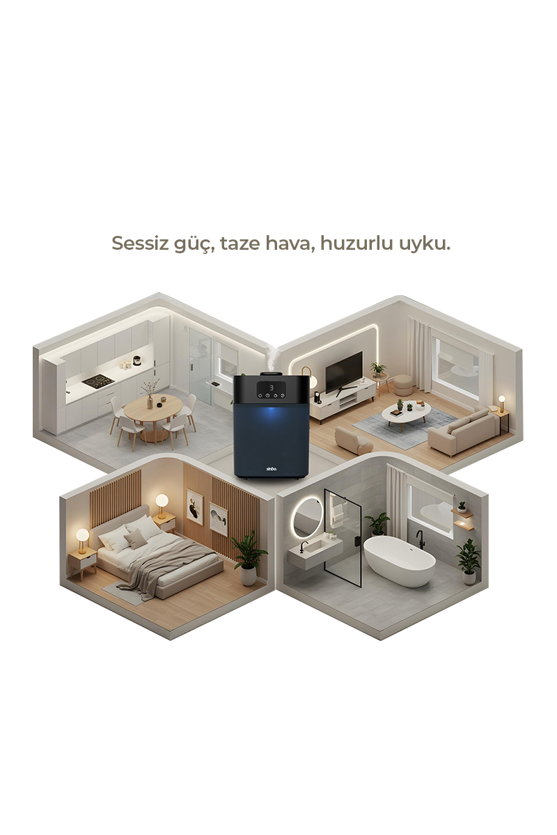Sinbo SAH-6119 Ultrasonik Hava Nemlendirici – Siyah | Sessiz Çalışma, Şık Siyah Tasarım