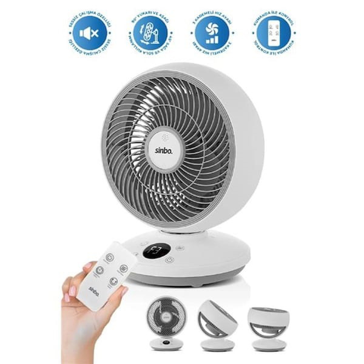 Sinbo SF-7702 Masaüstü Fan – Beyaz / Krem