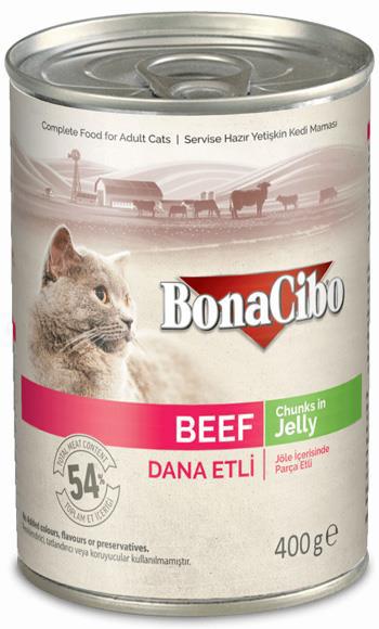 Bonacibo Jöleli Dana Etli Yaş Kedi Mamas 400 GR