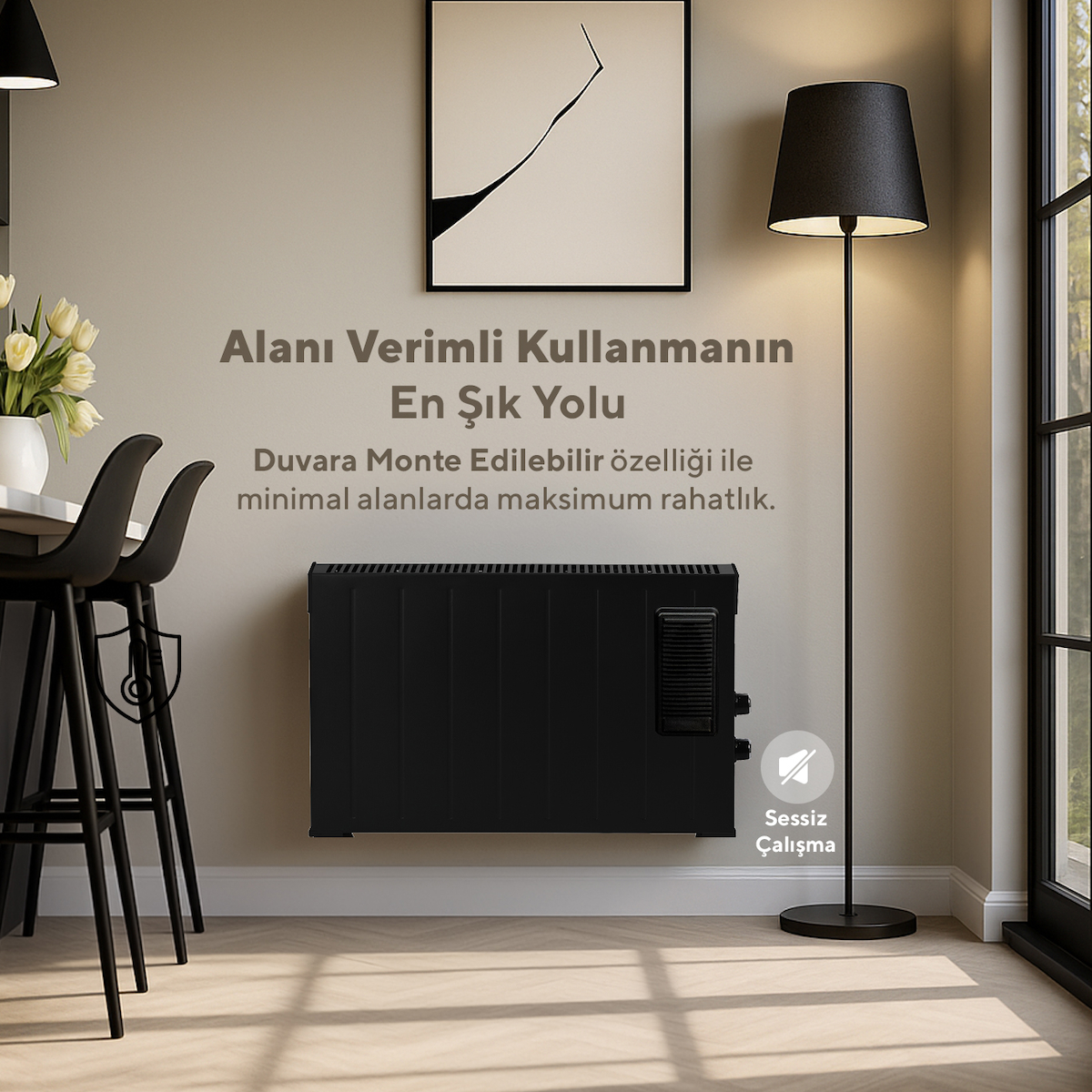 Kumtel Siyah Fanlı Konvektör Isıtıcı 2500W HC-2952