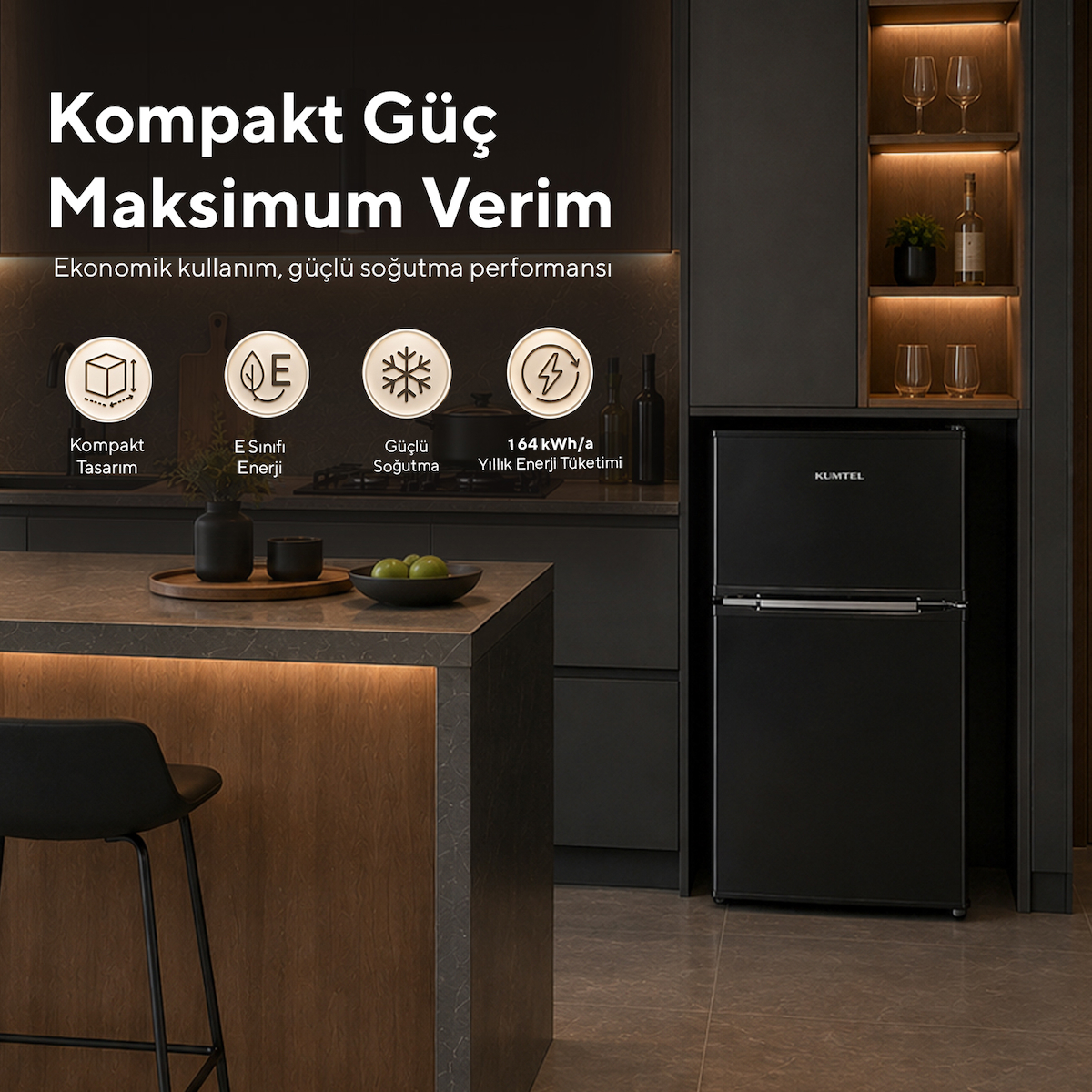 kumtel htmf-90eb 87 l çift kapılı mini buzdolabı – siyah