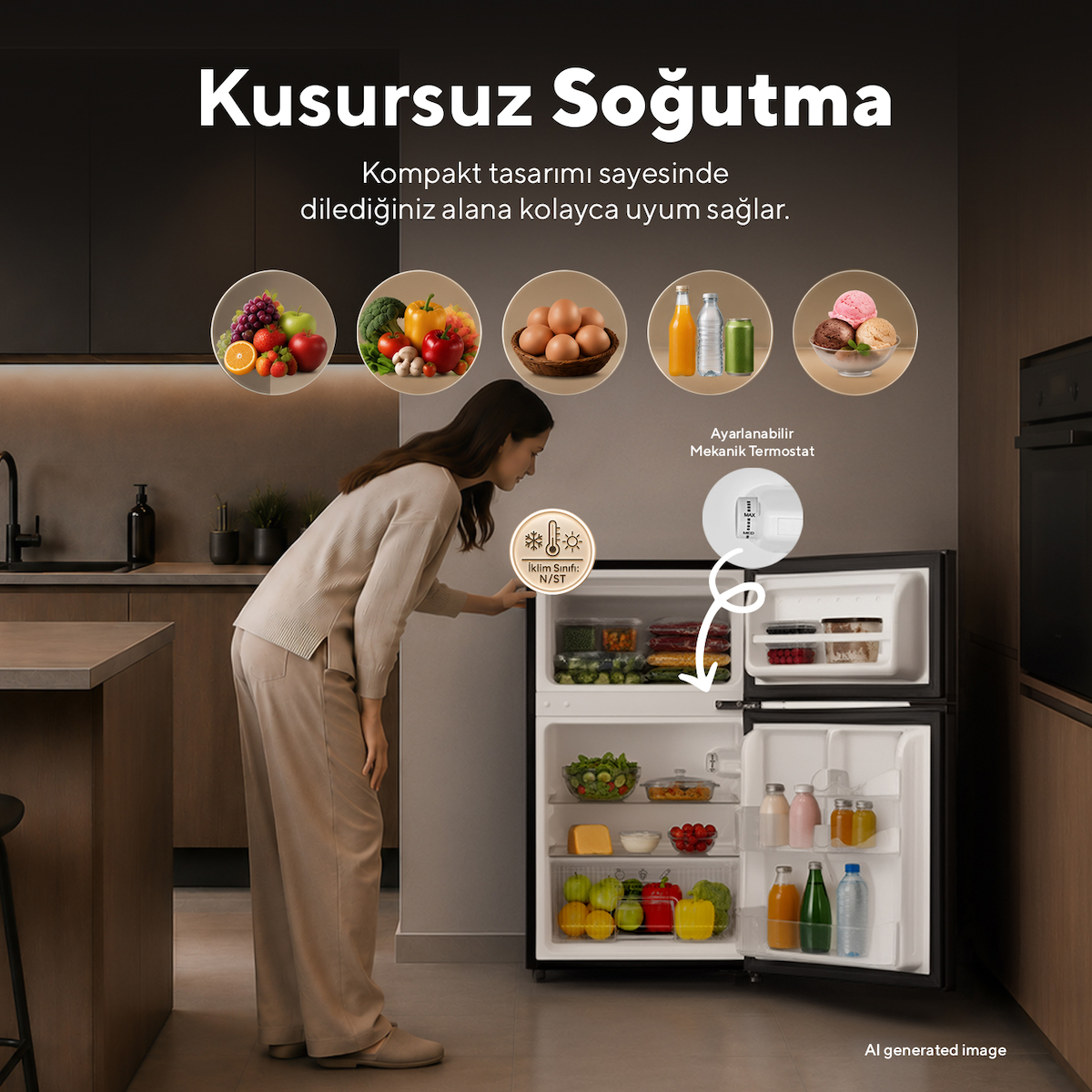 kumtel htmf-90eb 87 l çift kapılı mini buzdolabı – siyah