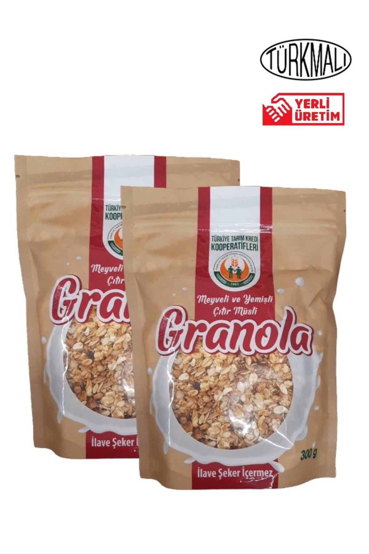 GRANOLA MEYVELİ VE YEMİŞLİ ÇITIR MÜSLİ 300 GR 2 LÜ PAKET TARIM KREDİ