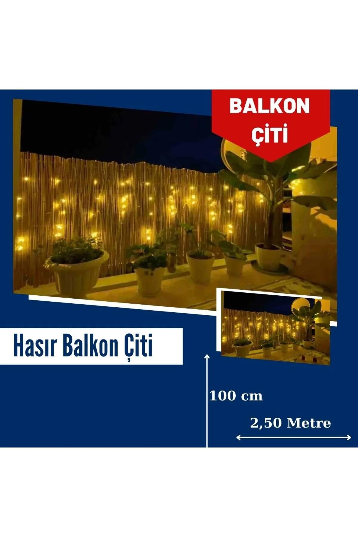 Kamış Hasır Doğal Balkon Çiti Bambu Balkon Çiti Estetik Tasarım Bambu Efektli Balkon Çiti 100x250