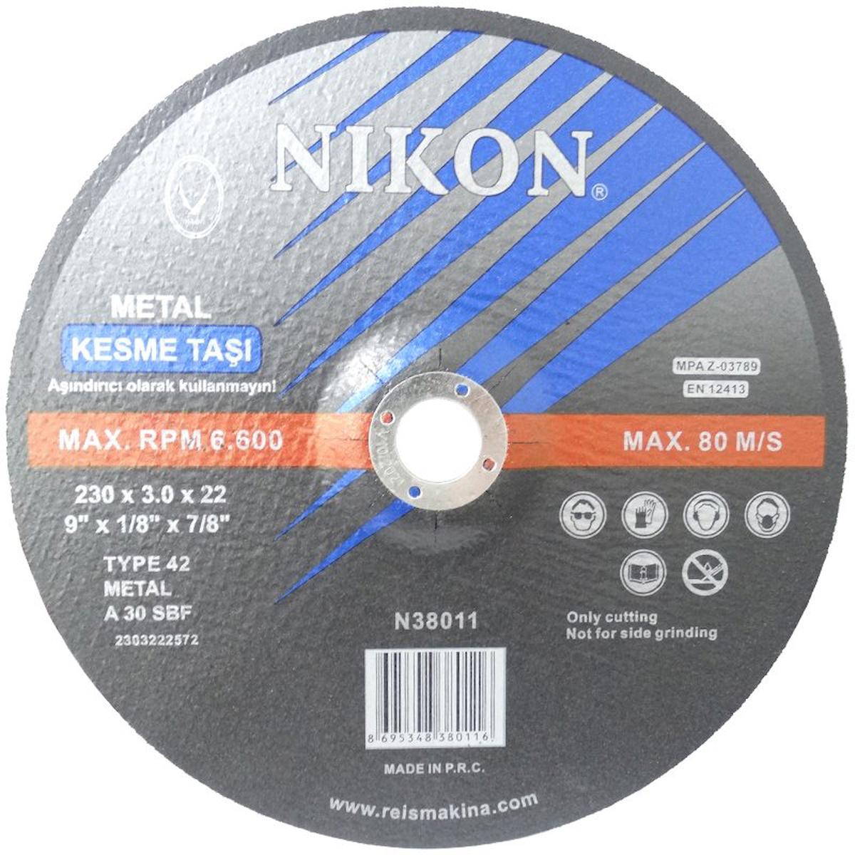 Nikon N38011 Kesme Diski Bombeli 230x3mm Metal