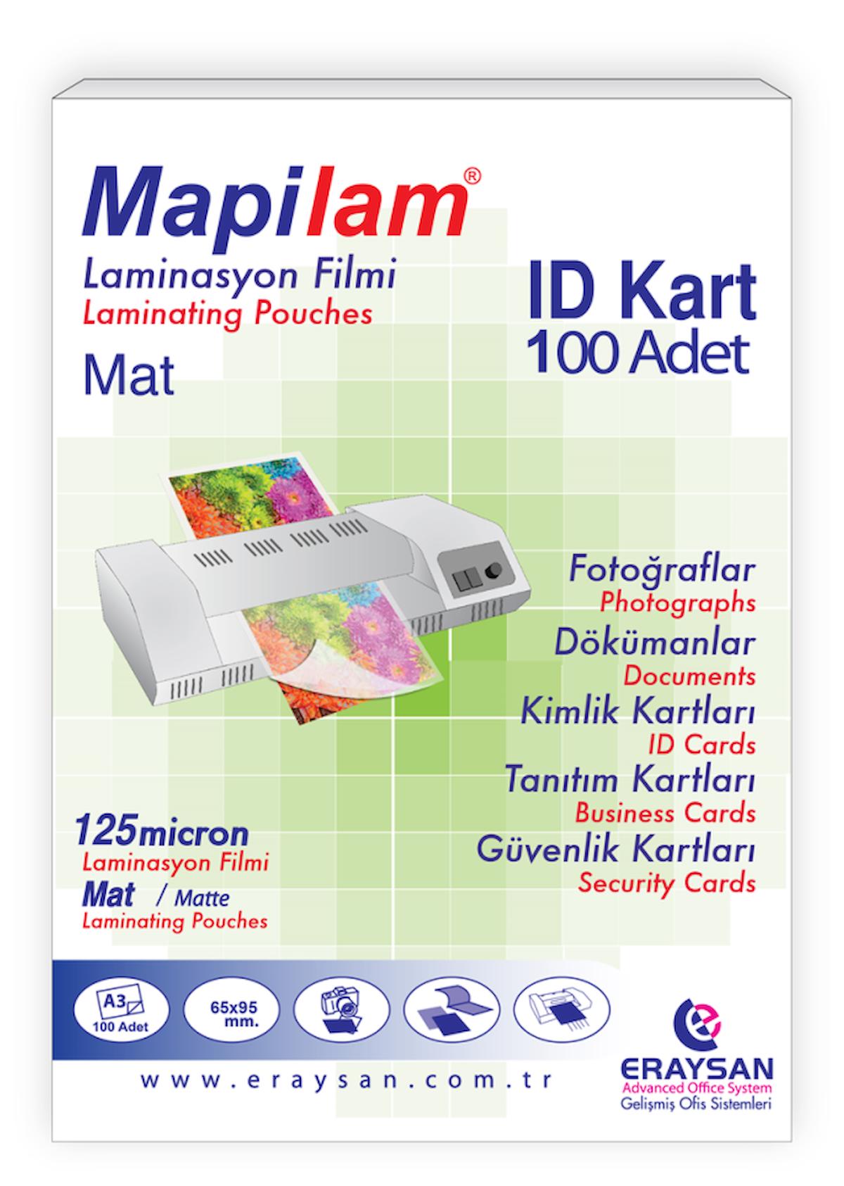 MAPİLAM 125 MİC. MAT LAM. FİLMİ (ID KART)     65X95  100 LÜ