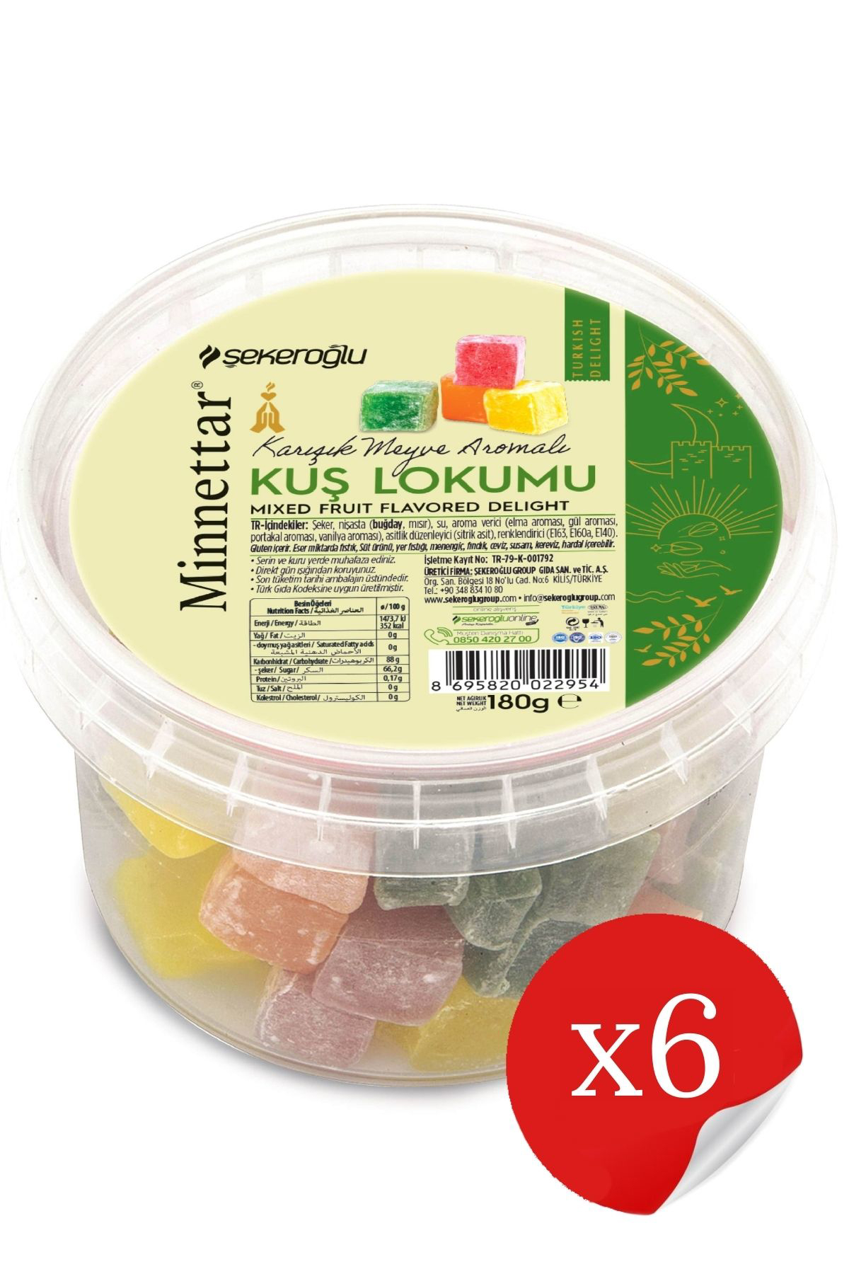 Minnettar Kuş Lokumu 180 Gr ( 6 Adet )