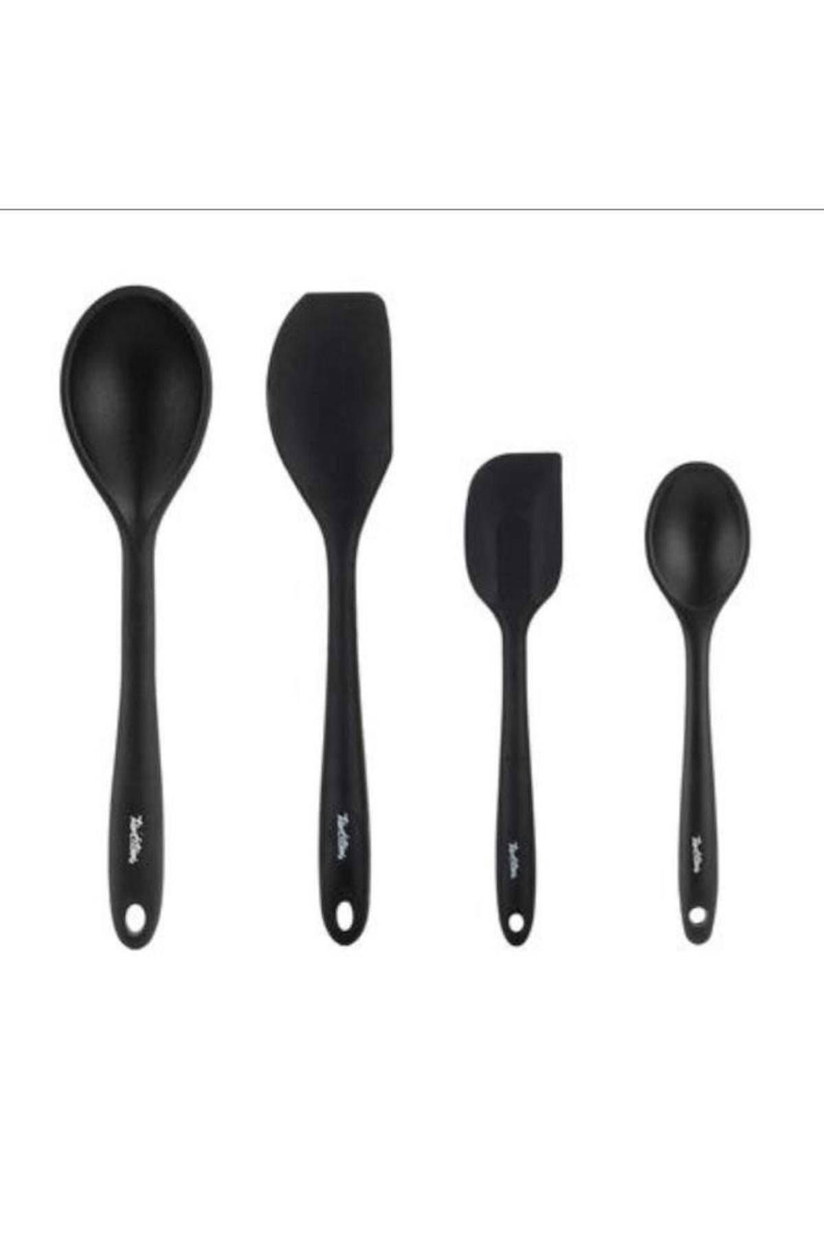 Tantitoni Füme Renkli Silikon 4 Lü Kaşık Ve Spatula Seti (ELVİN HOME CONCEPT)