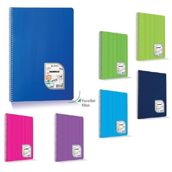 Çınar Colormaxi Spiralli Defter Plastik Kapak Kareli 96 YP A4 96/4 73005