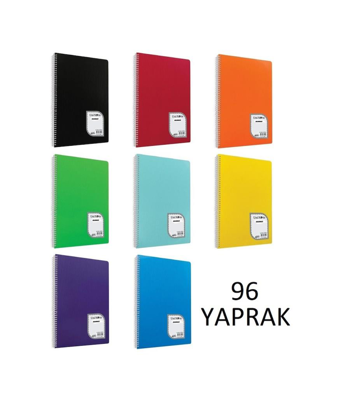 Colormaxi A4 PP Kapak Spralli 96 Yaprak Okul Defteri 8 Adet 4 Kareli + 4 Çizgili