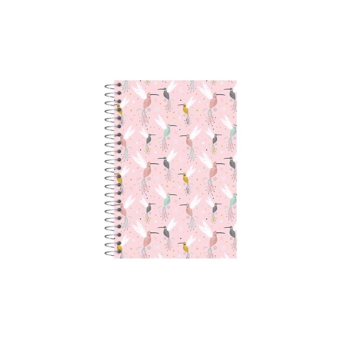 Lizy Dokulu Kapak 120 Yaprak Spiralli Çizgili İvory Defter 17x24 cm Pembe