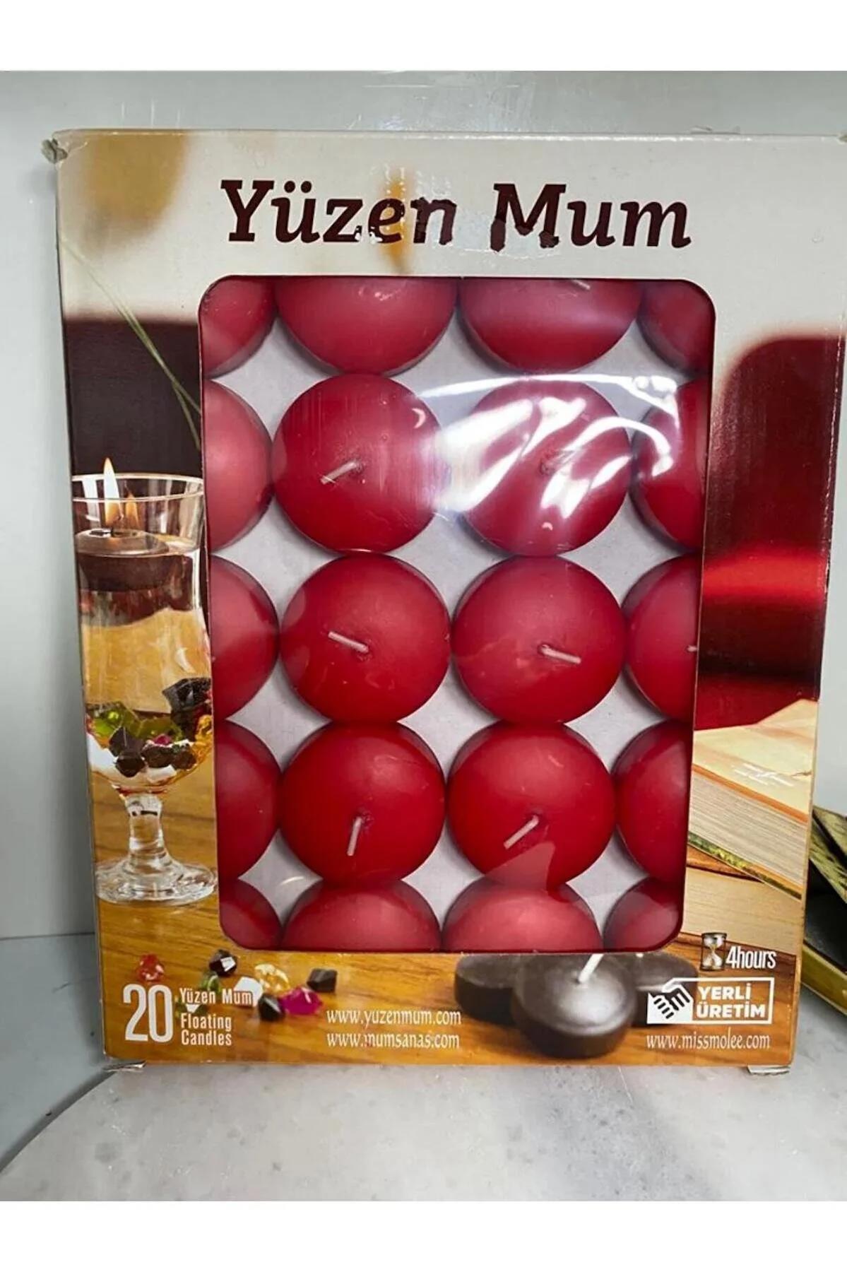 Kırmızı Yüzen Mum 20 Li